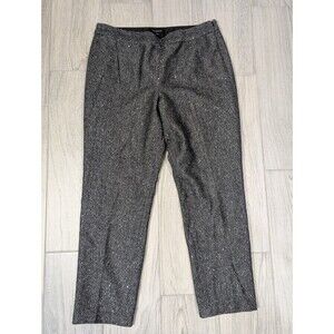 Talbots Size 12 Pants Wool Blend Lined Gray Glitter Look Side Zip Preppy 127